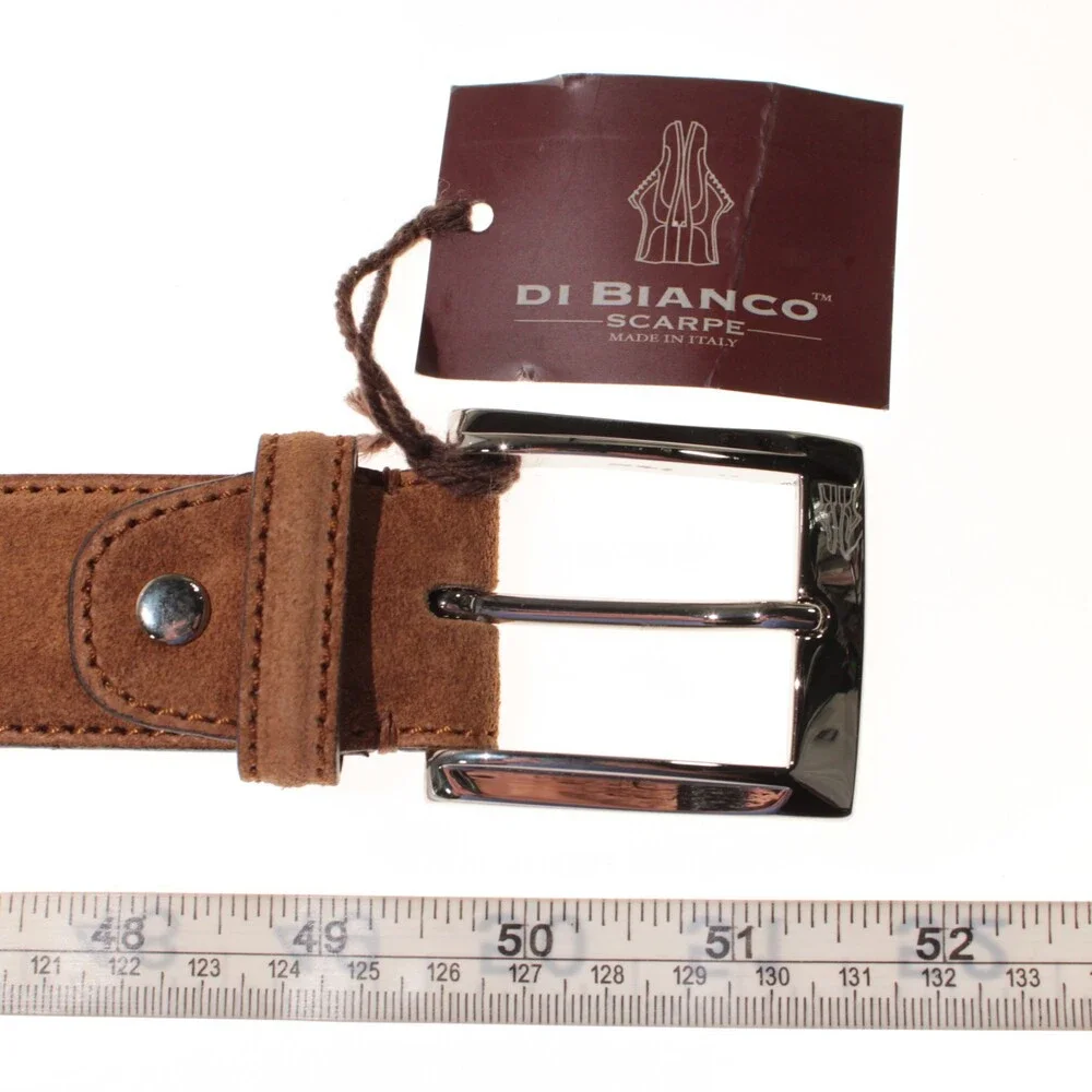 Di Bianco NWT Cut to Size Dress Belt In Solid Brown Suede Leather One Size